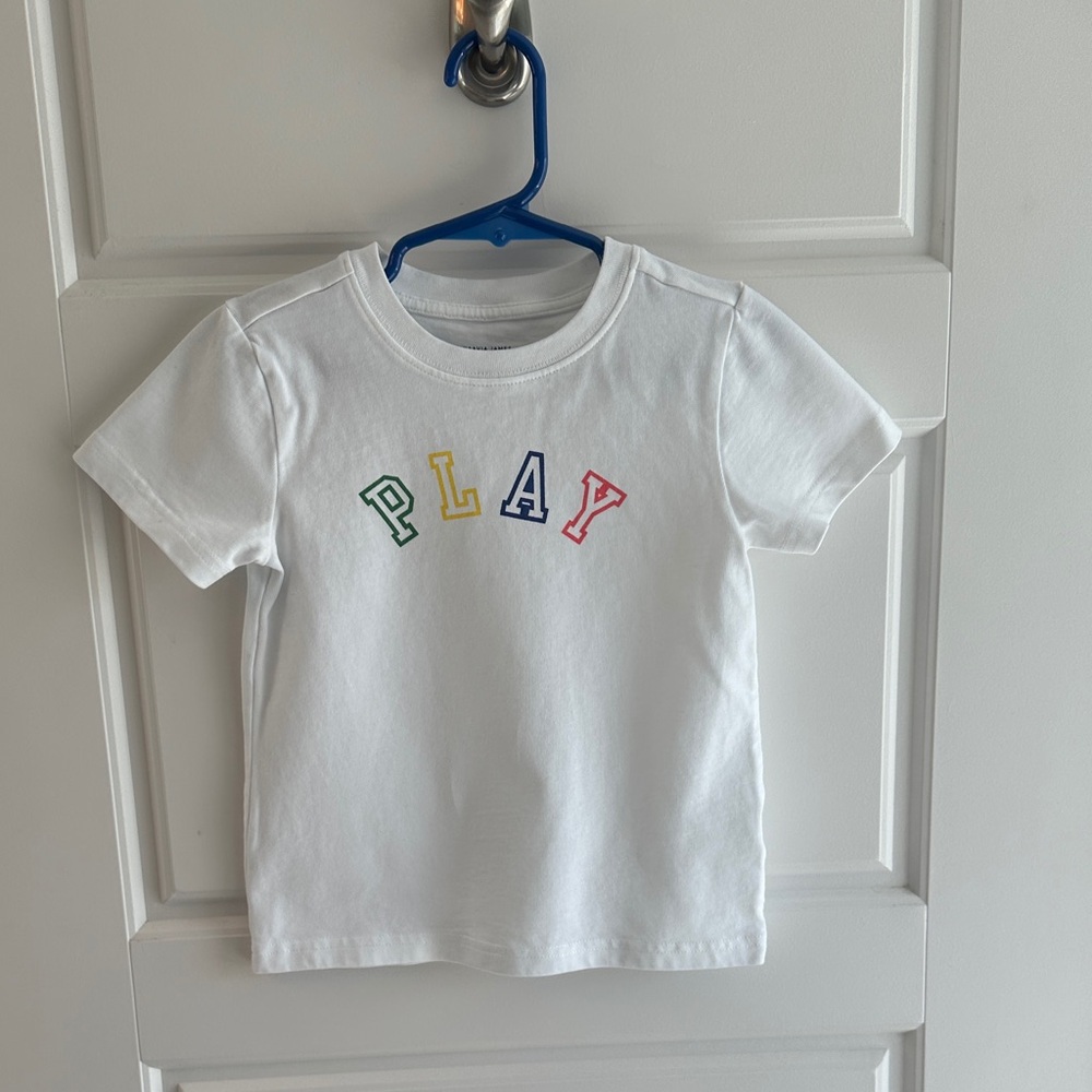 Kaavia James Union-Wade x Janie and Jack White Tee with Colorful PLAY Design